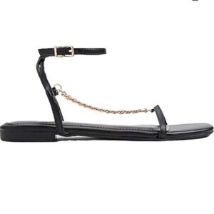 Womens Express Chain Strap Flat Sandals Size 10
